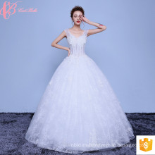 2017 Vestido de boda de lujo nupcial elegante del vestido de boda Applique blanco del cordón
